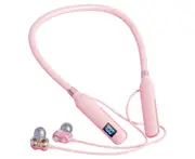 Wireless Earphone High Fidelity Intelligent Noise Cancelling LED Digital Display Bluetooth-compatible5.3 Neckband Stereo Sports Earbud for Doing Sports - Pink