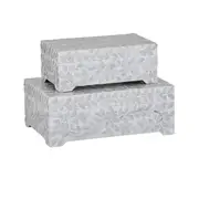 Gigi Inlay Boxes Set of 2 White, Home Decor, Coast to Coast Home FU4054