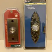 2 NEW Wired Lighted Push Button Door Bell Antique Brass Finish-New Doorbells