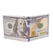 New BENJAMIN FRANKLIN $100 Dollar Bill Leather Wallet Credit Card Photo Holder