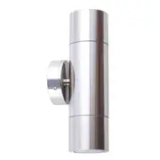 Pillar Light Up/Down GU10 Shiny Silver IP65 Round Back Plate