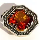 925 Solid Sterling Silver Faceted Honey Baltic Amber Square Gorgeous Pendant