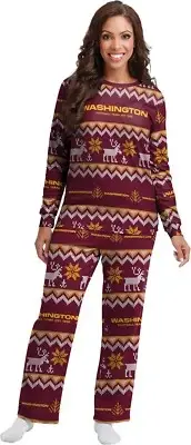 FOCO Women's NFL Team Ugly Pattern Matching Set Holiday WASHINGTON REDSKINS, XXL