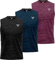 [TORO ACTIVA] 3 Pack Running Muscle Sleeveless Tank Top for Men Dry-Fit Workout Tops Shirts Training Bodybuilding Vests