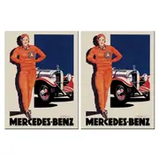 2PK Nostalgic Art Mercedes Benz Woman In Red Printed Fridge Rectangle Magnet 8cm