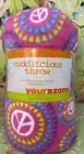 Super Soft PEACE SIGN HIPPIE Plush Fleece Throw Blanket Pink Purple Green Blue