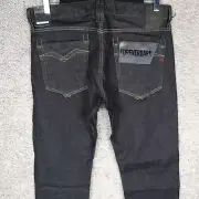 REPLAY NEWBILL MEN'S JEANS W31 L34 DARK INDIGO STRETCH DENIM BUTTON'S BNWT