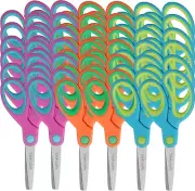 Kids Scissors Bulk 36 Pack Safety Blunt Tip Student 5 with Comfort Grip Assorted