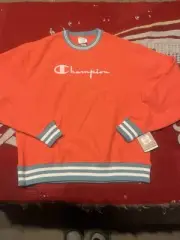 Champion Mens XL Reverse Weave Yarn Dye Rib Trim Groovy Papaya Sweatshirt