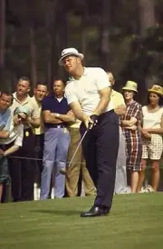 Jack Nicklaus in action drive during tournament at Augusta Nationa- Old Photo