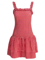 [Ganni] Ganni-Mini Dress With Ruffles Abiti Rosso-Donna 34