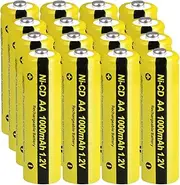 1.2V AA 1000mAh NI-CD Rechargeable Battery Button Top for Garden Landscaping Solar Lights 12Pcs