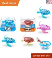 Interactive Orange & Blue Robo Turtle Set - Collectible Robotic Swimming Toys