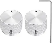 uxcell 2 Pcs Aluminium Potentiometer Knobs, 1/4"(6.4mm) IDx7/8(20mm) ODx5/8(15.5mm) Height Universal Volume Tone Control Knobs for Guitar, Bass, Arrow Indicator, Silver