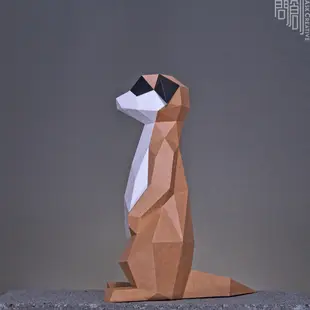 問創設計 DIY手作3D紙模型 禮物 擺飾 小動物系列 - 黑眼圈狐獴