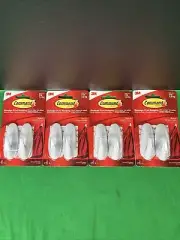4 X 3M Command Medium Designer Hooks - 2 Hooks 4 Strips EACH Holds 3 lb White
