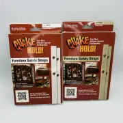 Quake Hold Furniture Safety Straps Antique Brown & White Color Lot of 2