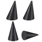 Wood Cone Ring Holder, 4 Pcs Finger Jewelry Display Stand, Black (48x30mm)