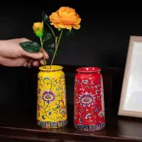 在飛比找Yahoo奇摩拍賣-7-11運費0元優惠優惠-陶瓷花瓶陶瓷琺瑯彩迷你花插花瓶茶具擺件水培陶藝花器花盆家居裝