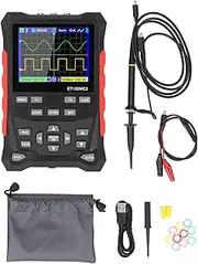 Gearwell Oscilloscope, 2 Channel Digital Scope with 120MHz Bandwidth and 500MSa s Sampling Rate, Handheld Oscilloscope 2.4 Inch TFT LCD with 1‑10X Probe