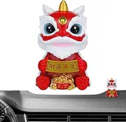 yanzisura Chinese Lion Figure - Solar Powered Fortune Ornaments,Small Solar Lion Craft Decoration, Ornament for Car Dashboard, Workplace Desk