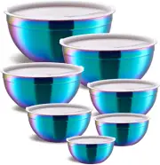 Colorful Mixing Bowls with Airtight Lids, Stainless Steel Nesting Mixing Bowls S