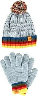 [Britt's Knits] Kids' Plush Lined Beanie Cuff Cap and Fuzzy Lined Knit Glove Set