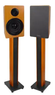 (2) Rockville RockShelf 64C Wood 6.5" Home Bookshelf Speakers+36" Wood Stands