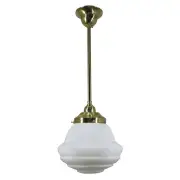 Parkville Opal Matt 9&quot; Shade w 1/2&quot; x 1/2m Brass Rod Pendant