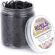 HOYOLS 1/2 Inch Small Black Rubber Bands for Hair Ties Elastics Mini Toddler Braids Ponytail Holders for Baby Girls Infants Kids Thick Hair No Damage 1000pcs (S) Latex-Free