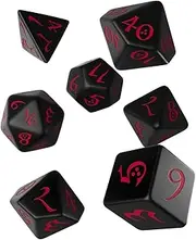 Q Workshop Classic RPG Dice 7-Pieces Set, Black and Red