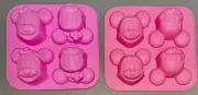 Set-2 Disney Silicone Small Cake Chocolate Mold Mickey & Minnie Mouse Daiso New