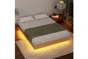 Artiss Bed Frame Queen Size Floating LED Wooden Bed Base ODIN
