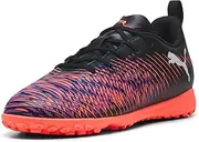 [PUMA] Unisex-Child Future Play Turf Training Soccer Shoes Sneaker, Black White-Glowing Red