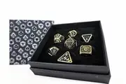 LPG Dice Set - Metal RPG Draco (Bright Black/Gold)