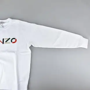 【KENZO】KENZO彩色刺繡LOGO字母設計純棉長袖大學T恤(女裝/白)