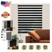 Semi-Sheer Black Zebra Roller Blinds - Light Control & Privacy Solution 34'' W