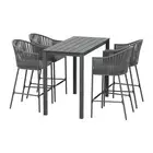 Gardeon 5-Piece Outdoor Bar Set Dining Table Rope Chair Patio Bistro fabric Outd