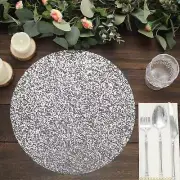 SILVER 10 Round 13" Metallic Sequined Polyester Mesh Table PLACEMATS Party Event