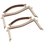 Metal Purse Frames 2 Pcs Kiss Lock Clasp Embossed Clutch Frame with Handle Gold