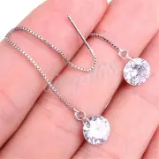 Designer Inspired 925 Sterling Silver Crystal 3.6" Long Threader Earrings H760