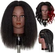 MILLYSHINE Mannequin Head With Human Hair,16",Braiding Styling Doll Head,Beauty School Manikin Head,Curling Dyeing Hairdresser Practice Training Head