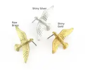 1 pair Bird Albatross Stud Earring,Raw Brass,Shiny silver,gold plated brass 3050