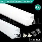 4x 1M Corner Alloy Channel Aluminium Bar For LED Strip Light Cabinet Kitchen