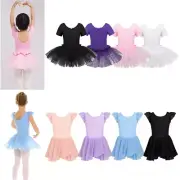 Girls Ballet Dance Dress Kids Sequins Leootard Tutu Skirt Performance Dancewear