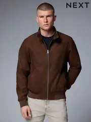 Brown Faux Suede Harrington Jacket (E07601) | $73