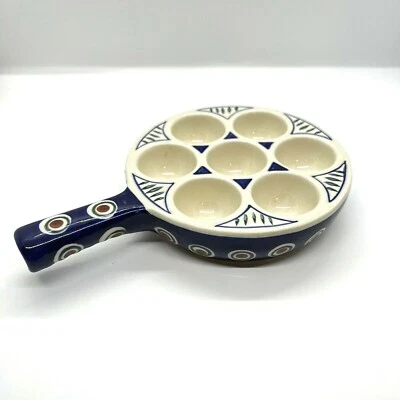Polish Pottery Snail Pan Escargot Dish 7 Hole Wiza Ceramic Porcelain