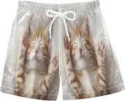 [RPLIFE] Boys Swimming Shorts, Anti Chafe Swim Trunks Boys 2 T, Cute Kitten Cat Print