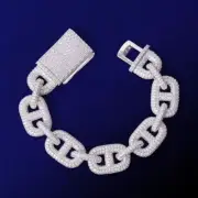 Pharaoh Boss Flooded Ice Chain Link Hip Hop 24k 925 Silver Rose Gold Bracelet SP