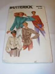 WOMENS UNCUT BUTTERICK 6761 Sewing Pattern BUTTON FRONT TOP SHIRT BLOUSE SIZE 12